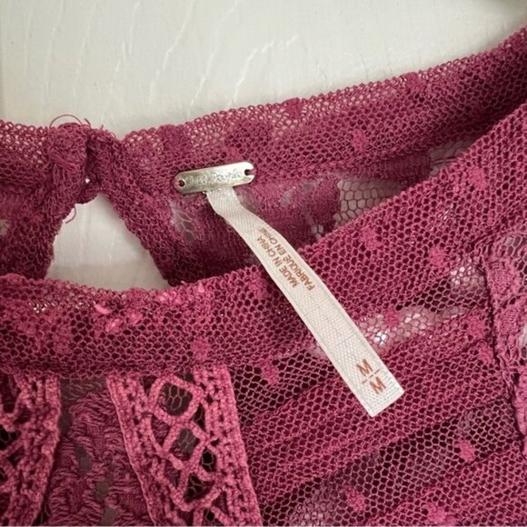 FREE PEOPLE Purple Mesh and Lace Sheer Top - Picture 3 of 4